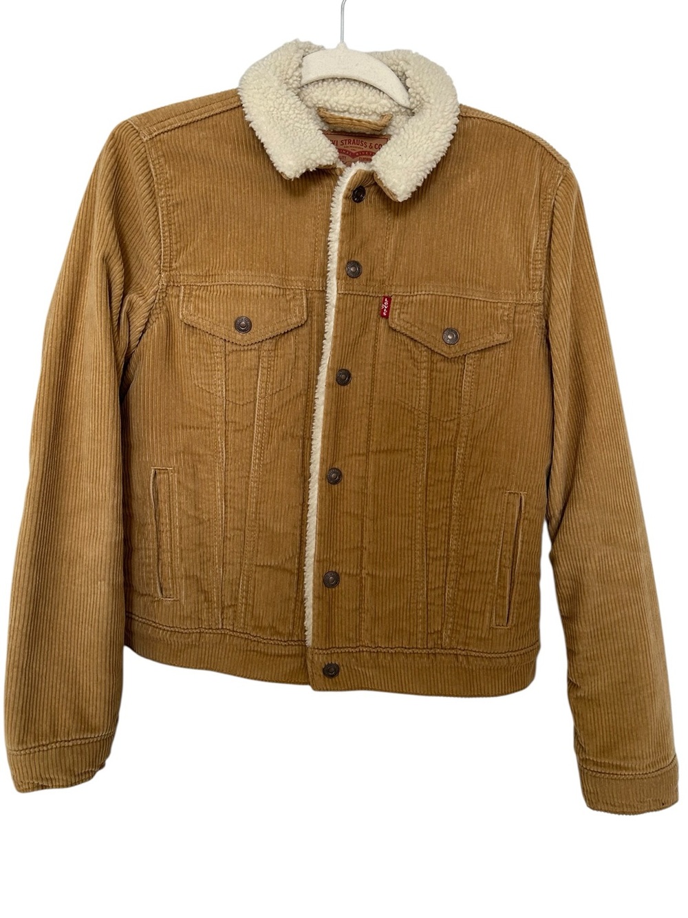 Levi's Women Sherpa Trucker Point Collar Tan Corduroy Jacket